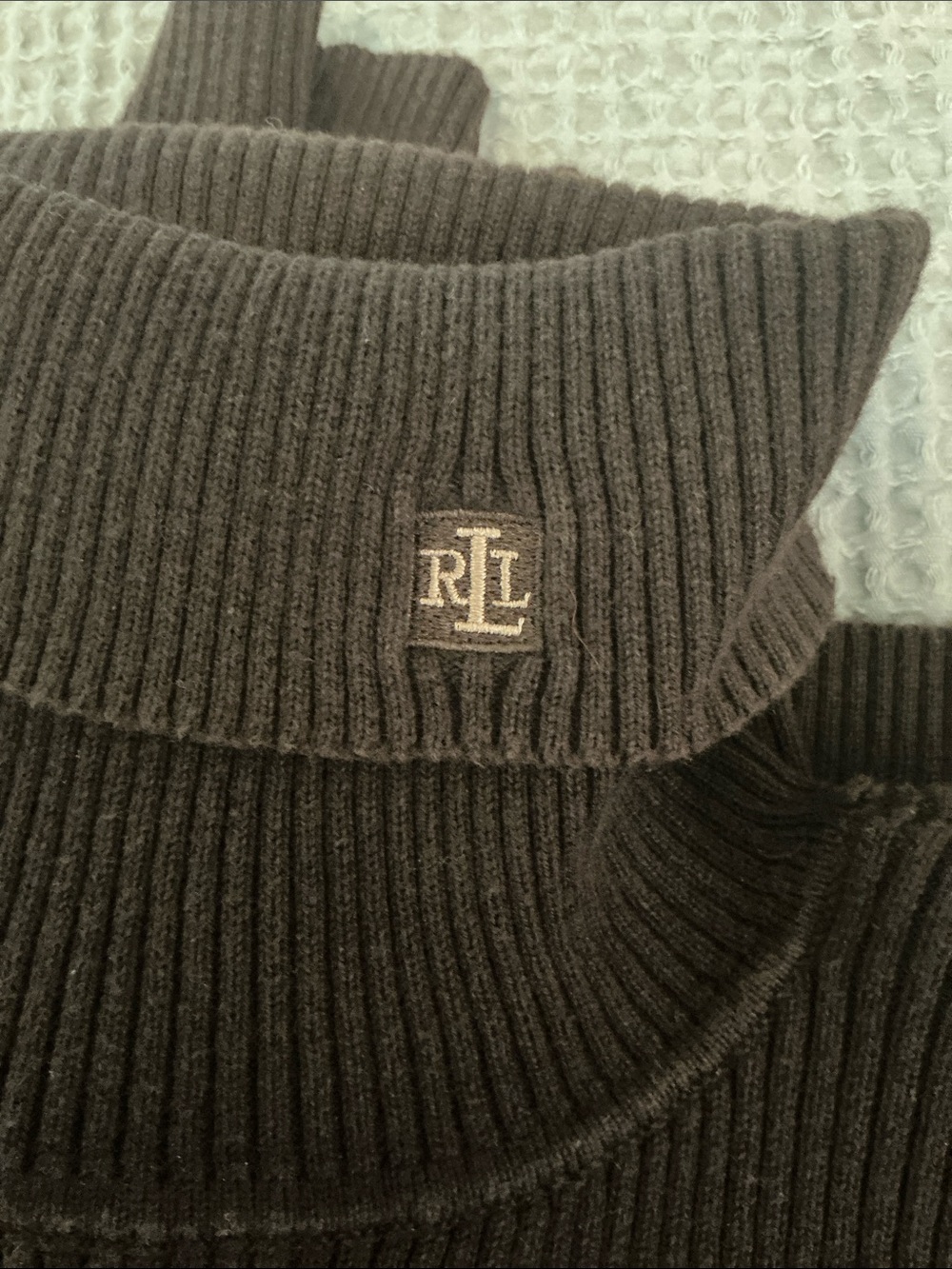 Lauren Ralph Lauren Brown Ribbed Turtleneck Sweater size Large - Picture 7 of 8